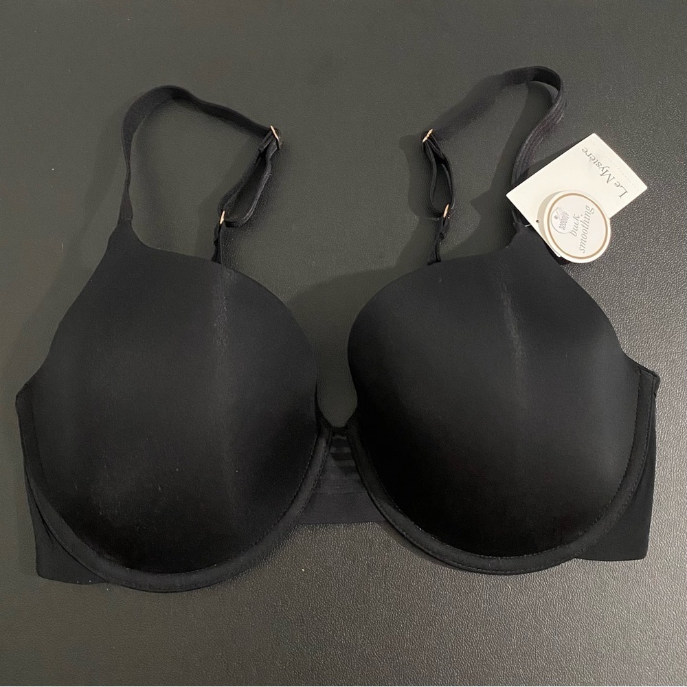 Le Mystere New T Shirt Bra Back Smoother Underwire Second Skin Black Size 32F - Picture 7 of 13
